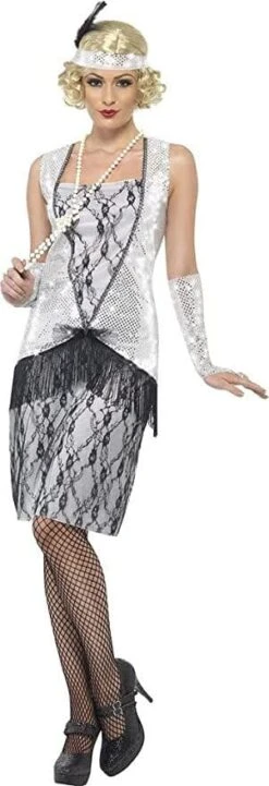 Smiffys 1920's FLAPPER COSTUME SILVER