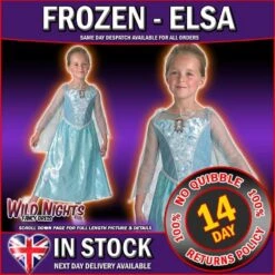Fancy Dress Costume ~ Girls Disney Princess Frozen Musical & Light Up Elsa Large 7-8