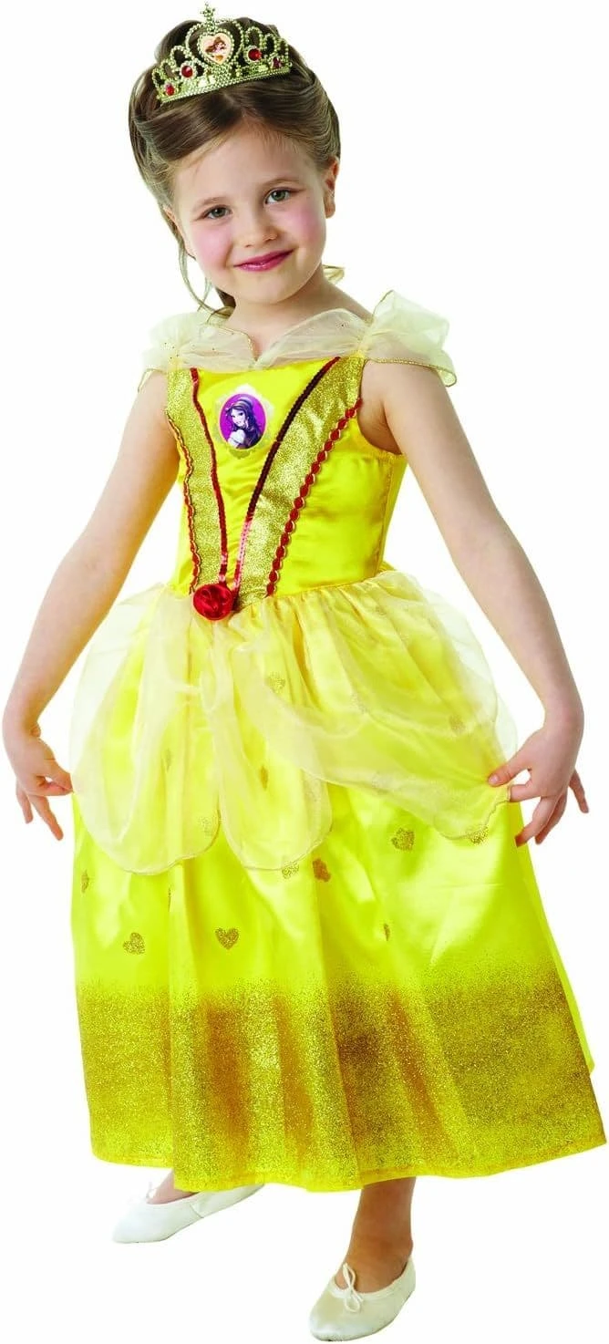 Girls Disney Princess ~ Glitter Belle Fancy Dress Costume 3 Girls Disney Princess ~ Glitter Belle Fancy Dress Costume