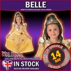 Girls Disney Princess Shimmer Belle Costume Large Age 7-8 Years