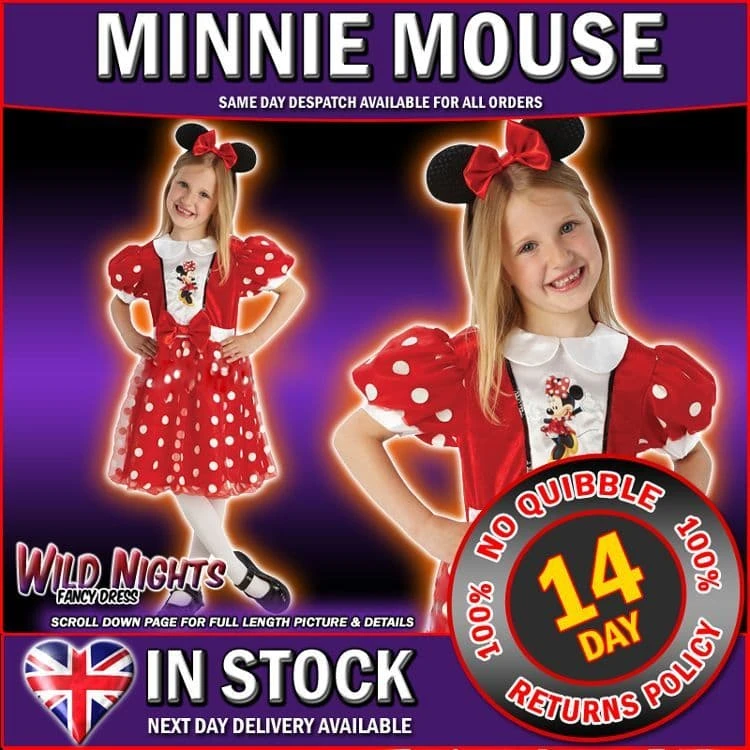 Girls Disney ~ Red Glitz Minnie Mouse Costume 3 Girls Disney ~ Red Glitz Minnie Mouse Costume
