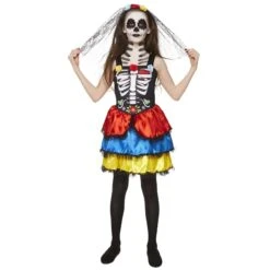 Girls Halloween Day Of The Dead Girl Fancy Dress Costume