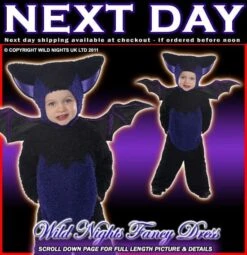 Smiffys Halloween Child Black/Purple Bat Costume