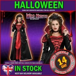 HALLOWEEN FANCY DRESS COSTUME ~ LADIES TRANSYLVANIAN VAMPIRESS MED SIZE 12