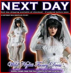 HALLOWEEN FANCY DRESS COSTUME ~ WHITE GOTHIC MISTRESS MEDIUM 10-12