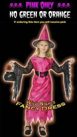 HALLOWEEN FANCY DRESS FUN GIRLS TRENDY WITCH PINK LG Age 9-12