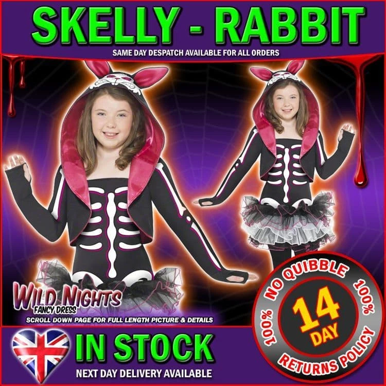 Smiffys Halloween Girls Skelly Rabbit Costume 3 Smiffys Halloween Girls Skelly Rabbit Costume