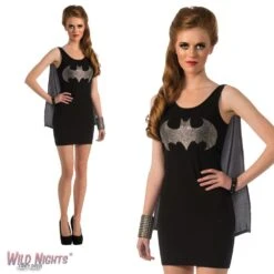 Ladies Rhinestone Batgirl Tank Dress