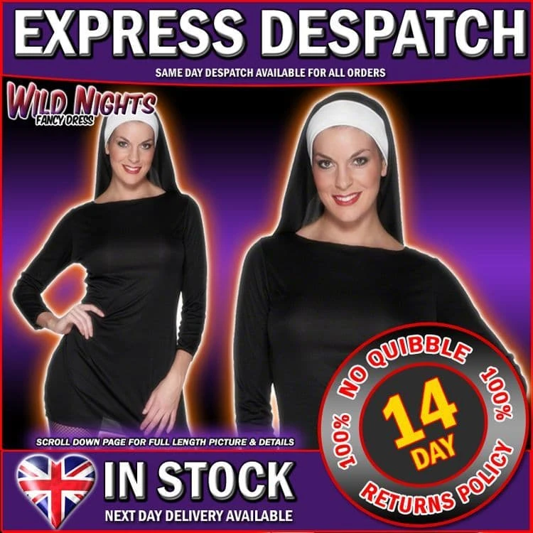 Smiffys Ladies Sexy Short Nun Costume 3 Smiffys Ladies Sexy Short Nun Costume