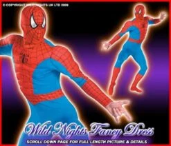 Mens Red Muscle Chest Spiderman Costume