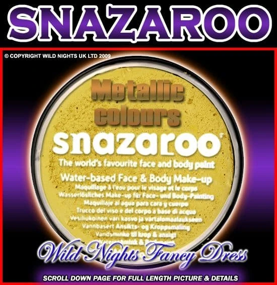 SNAZAROO METALLIC / ELECTRIC FACE PAINT METALLIC GOLD 18ML 3 SNAZAROO METALLIC / ELECTRIC FACE PAINT METALLIC GOLD 18ML