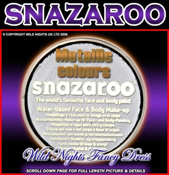SNAZAROO METALLIC / ELECTRIC FACE PAINT METALLIC SILVER 18ML 3 SNAZAROO METALLIC / ELECTRIC FACE PAINT METALLIC SILVER 18ML